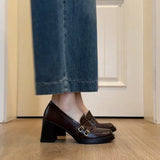 KYLETHOMASW  -  Vintage Thick High Women Mary Jane Shoes Banquet Party Pumps New Spring Autumn Women's Slip On Elegant Dress Leather Shoes