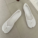KYLETHOMASW  -  Women Mesh Split Toe Ballet Flats Summer Breathable Hollow Out Shoes White Casual Slip on Flat Loafers Beach Sandals