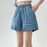 KYLETHOMASW  -  Casual Feng Shui Wash Loose Solid Color Straight Leg Pants Versatile Wide Leg Short Jeans For Women New