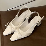 KYLETHOMASW  -  New Summer Butterfly-kont Buckle Strap Pumps Women Square Low Heels Shoes Spring Fashion Sandalias De Mujer