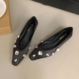 KYLETHOMASW  -  Pink Luxury Fashion Rhinestones Silk Women Flats With Shoes Female Soft Shallow Footwear Crystal Ladies Slip On Flats Shoes