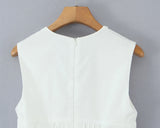 KYLETHOMASW  -  French Indie Folk Elegant White Lace Embroidery Lace V-neck Cotton Sleeveless Dress For Women White Tank Dress