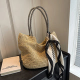 Kylethomasw Large Capacity Straw bag for women summer Fashion hand knitting Boho beach handbag travel shopping Shoulder bags