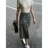 KYLETHOMASW  -  Vintage Diamond Beading Skirts for Women Summer New Preppy High Waist Slim A-line Pleated Skirt Y2k Jupe Faldas Muje Saia K488