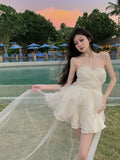 KYLETHOMASW  -  2025 Summer New Women Elegant Mini Birthday Party Prom Strapless Dress Female One Piece Bodycon Clothes