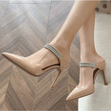 KYLETHOMASW  -  High Heel Sandals Women's Summer French Word with High-heeled Bag Head Sandals Womens New Rhinestone Pointed Stiletto High Heels