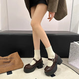 KYLETHOMASW  -  New Spring Vintage Platform Thick Bottom Women Mary Jane Shoes Shallow Round Toe Shoes Elegant Party Leather Shoes