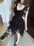 KYLETHOMASW  -  Spring French Vintage Elegant Dress Women Lace Hoolow Out Design Retro Party Dress Female Chic Casual Korean Pupolar Clothes