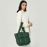 Kylethomasw Down Cotton Women's Bag Winter New Simple Design Solid Color Soft Small Square Filled One Shoulder Handbag