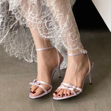 KYLETHOMASW  -  Fashion Butterfly-Knot Party Ladies High Heels Sandals Shoes Female Pointed Toe Footwear Ankle Buckle Women Heeled Sandals Shoes