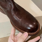 KYLETHOMASW  -  Women's Cowboy Boots Mid Calf Boots Western Short Embroidered Round Toe Low Heel Slip on Comfort Dress Slouchy Booties