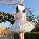 KYLETHOMASW  -  Original Design Lolita Dress Lace Border Pettiskirt Ballet Style Light Flower Wedding Jsk Halter Dresses Girl