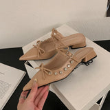 KYLETHOMASW  -  Fashion Butterfly-Knot Footwear Flats With Shoes For Women Mules Pointed Toe Female Shallow Ladies Flats Slip On Shoes