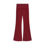 Kylethomasw Korean Retro Splicing Solid Color All-match Casual Pants Women 2024 Autumn New Fake Two-piece Low Waist Sexy Slim Wide Leg Pants