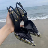 KYLETHOMASW  -  Luxury Rhinestones Gradient Slingbacks Women Pumps Fashion Bling Crystal Banquet Stiletto High Heels Fashion Party Prom Shoes