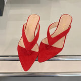 KYLETHOMASW  -  New In Fashion Pointed Toe Women Wedges Slippers Female Flip flops Slides Ladies Low Heel Wedges Slippers Sandals Shoes Pumps