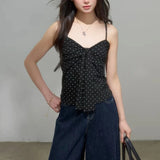 KYLETHOMASW  -  Sweet Korean Style Polka Dot Tanks Women Kawaii Sexy Bow Sleeveless Vest Elegant Coquette Fashion Cutecore Slim Camis