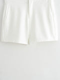 KYLETHOMASW  -  Casual Women 2-piece Vest and Shorts Set Fashion Sleeveless Single Breasted Vest Short Top+zippered Placket Slim Fit Shorts Set