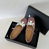 KYLETHOMASW  -  French-style sweet floral cut-out single buckle round-toe Mary Jane ballet flats for women, shallow single shoes
