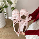 KYLETHOMASW  -  Lace Cross Strap Women Mary Jane Shoes Fashion Sweet Butterfly-knot Thick Heel Shoes Spring Autumn Ladies Elegant Dress Pumps
