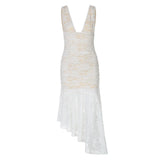 KYLETHOMASW  -  Summer Women's Sexy Deep V-neck Dress with Backless Slim Lace Dress Women Vintage Style Dresses