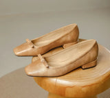 KYLETHOMASW  -  Single Shoes Women's Autumn Retro Simple Mary Jane New Square Head Shallow Mouth Comfortable Soft Leather Women's Shoes