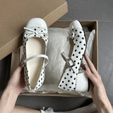 KYLETHOMASW  -  Cute Polka Dot Thick Heel Women Mary Jane Shoes Designer Buckle Strap Pumps Ladies Eelgant Butterfly-knot Dress Single Shoes