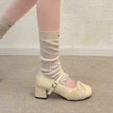 KYLETHOMASW  -  New Spring Thick Heel Women Mary Jane Shoes Concise Shallow Belt Buckle Shoes Ladies Lolita Style Elegant Dress Party Pumps