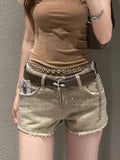 KYLETHOMASW  -  High Street American Minority Patchwork Denim for Women Y2K Goth Spice Girls Personalized Shorts Slim Short Hip Hop Moda Shorts