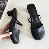 KYLETHOMASW  -  New Designer Heeled Sandals for Women Round Toe Chunky Heel Slippers Female Brand Red Slides Ladies Classy Muller Pumps Women