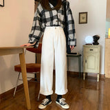 KYLETHOMASW  -  High Waist Straight Leg White Jeans Women's Loose Drapey Wide Leg Pants Spring New Style Slimming Effect Casual Denim