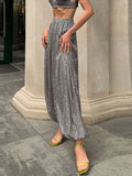 KYLETHOMASW  -  Street Sequin Pants Women Elastic Low Waist Jogger Pants Trousers Female 2025 Summer Autumn Lady Shiny Party Club Clothes