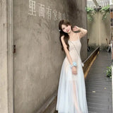 KYLETHOMASW  -  Mint Mesh Strapless Dress Summer Slimming Atmosphere New Style Elegant Temperament High-end Waist-cinching Vacation
