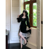 KYLTHOMASW  - Sweet Hot Girl Retro Sequined Velvet Dress for Women's Autumn and Winter Lace High Slit Mermaid Dress Fashion Female Clothes