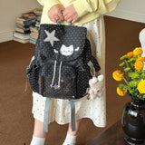 KYLETHOMASW  -  Star Polka Dot Bag Drawstring Mochila Outdoor Casual Mochilas Mujer Travel Backpacks Fashion Backpack Student Bags for Woman