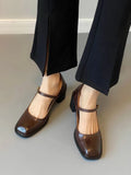 KYLETHOMASW  -  Womens Shoes Coarse Heel Leather Shoes Women's High Heel Mary Jane Shoes Shallow Commuter Shoe Women Heels
