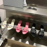 KYLETHOMASW  -  Summer Metal Buckle Strap Women's Sandals Round Toe Thin High Heels Breathable Female Pumps Peep Toe Slip-on Sexy Madam Slippers