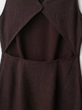 KYLETHOMASW  -  Sexy Solid O-Neck Sleeveless Backless Hollow Out Tassel Maxi Dress Women Summer Bodycon Zipper Long Dress Club Beach