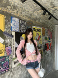 Kylethomasw Y2k Pink Plaid Women Shirts Check Graphic Long Sleeve Blouses Female Spring Autumn Sexy Slim Button Up Cardigan Chic Ins