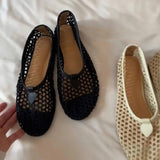 KYLETHOMASW  -  New Korean style round-toe braided openwork flat low-cut single shoes for women, retro thick heel slip-on sandals