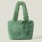 Kylethomasw Plush Handbag New Trend Fashion Simple Small Square Solid Color Warm Single Shoulder Messenger Bag