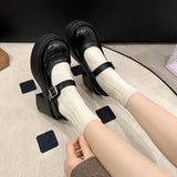 KYLETHOMASW  -  New Spring Vintage Platform Thick Bottom Women Mary Jane Shoes Shallow Round Toe Shoes Elegant Party Leather Shoes