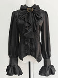 KYLETHOMASW  -  Japanese Court Slim Waist England Style Shirt Vintage Flare Sleeve Stripe Ruffles Blouses All-match Sweet Patchwork Casual Blusa
