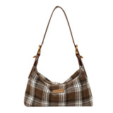 KYLETHOMASW  -  Vintage Plaid Shoulder Bag Adjustable Strap Y2k Underarm Bag Korean Style Checkered Casual Daily Handbag