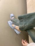KYLETHOMASW  -  Spring/Autumn Ballet-Style Bow Flat Flats for Women Square Toe Mary Jane Shoes Soft Sole Shallow Comfortable Women Flats 6352