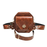 KYLETHOMASW  -  Vintage Faux Leather Waist Bag Adjustable Rivet Belt Multi Strap Retro Small Crossbody Fanny Pack Versatile Outdoor Hip Purse