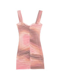 Kylethomasw Summer Mini Tank Dresses Woman  Trendy Tie Dye Sleeveless Backless Ruched Dress Zipper Female Slim Party Dress