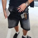 KYLETHOMASW  -  Y2k Bermuda Denim Shorts Low Waist Loose Fit Baggy Jorts with Pockets Summer Vintage Wide Leg Jeans Cyber Grunge Streetwear