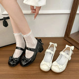 KYLETHOMASW  -  Women's Mary Jane Shoes New Sweet Bowknot Women Lolita Shoes Elegant Wedding Party Causal Princess Ladies Dress Shoes with Heels
