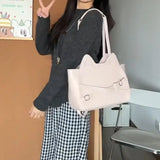 KYLETHOMASW  -  Sweet Cute Cat Pink Shoulder Bags Wallet Women Retro Leather Large Capacity Y2k Handbag Ladies Underarm Bag Backpack